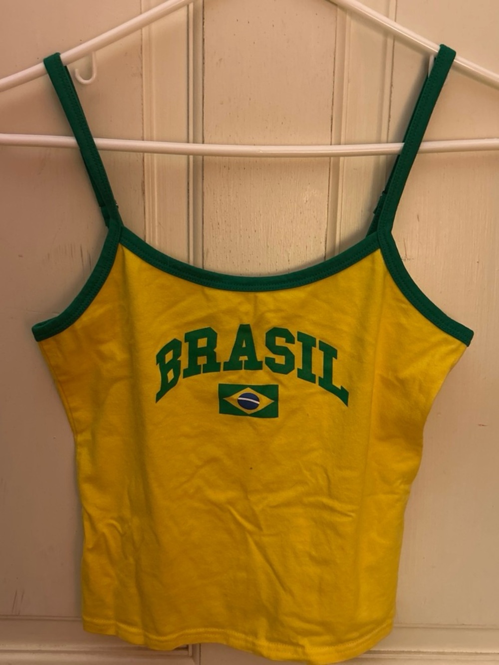 Edikted Yellow Camisole with Green Trim and Brasil Graphic